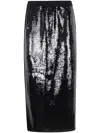 Twinset Black Midi Skirt With Sequins All-over In Black