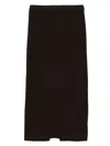 Twinset Ribbed Knit Midi Skirt With Subtle Back Slit In Brown
