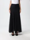 Twinset Maxi Skirt In Tulle Fabric With Polka-dot Pattern In Black