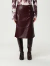 Twinset Button-detailed Leather Midi Skirt In Brown