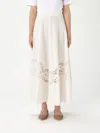 Twinset Twin-set Flared Cotton Poplin Sangallo Skirt In White