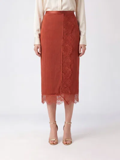 Twinset Skirt Woman Color Cherry In Brown