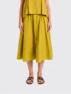 Twinset Midi Flared Button Down Front Skirt In Yellow