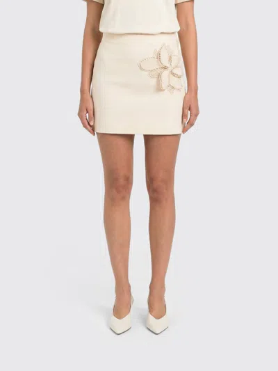 Twinset Floral-applique Skirt In Neutral