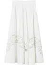 Twinset Twin-set Flared Cotton Poplin Sangallo Skirt In White