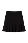 Twinset Twin-set Black Flared Skirt With Belt In Black
