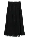 Twinset Cotton Midi Skirt In Black With Buttons Fastening In Black
