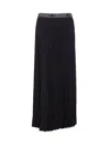 Twinset Pleated Midi Skirt Elastic Waist In Black