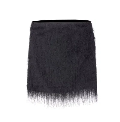 Twinset Black Fringed Skirt