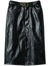 Twinset Belted Crepe Texture Maxi Skirt  In Black