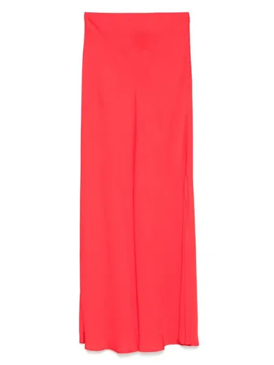 TWINSET TWINSET MAXI SKIRT IN RED WITH SIDE SLIT FLARED SKIRT