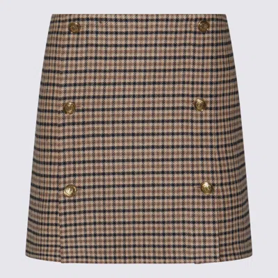 TWINSET SKIRTS SMALL CHECK CAMMELLO/NERO