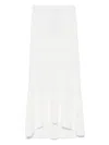 Twinset Twin-set Flowing White Maxi Skirt With Pointelle Trim And Ribbed Hem In White