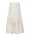 Twinset Twin-set Flared Cotton Poplin Sangallo Skirt In White