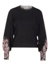 Twinset Sleeve-detail Crew-neck Sweater In Black