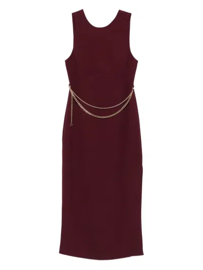TWINSET TWINSET SLEEVELESS BURGUNDY MIDI DRESS