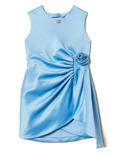 Twinset Kids' Sleeveless Dress In Blue