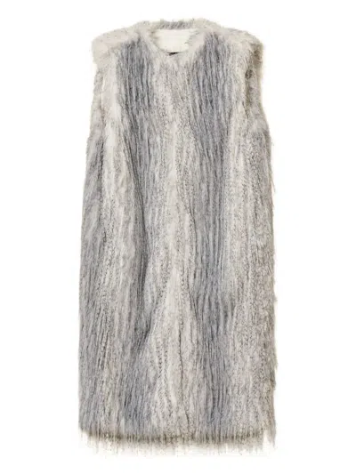 Twinset Sleeveless Faux-fur Coat In White