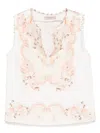 Twinset Twin-set Sleeveless Floral-embroidered Top With Scalloped Edges In White