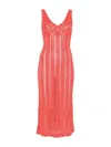 Twinset Openwork Knit Dress In Red