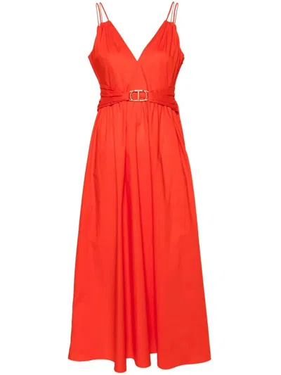 Twinset Sleeveless Long Dress In Red