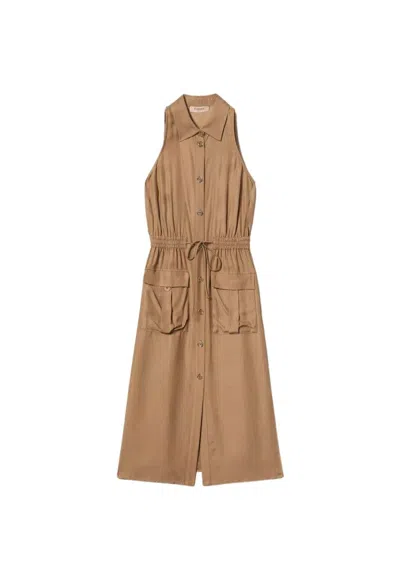 TWINSET SLEEVELESS MIDI DRESS WITH BUTTON-DOWN FRONT