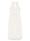 Twinset Twin-set Sleeveless Midi Dress With Intricate Lace In White