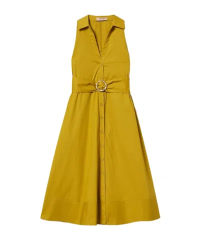 Twinset Sleeveless Midi Shirt Dress In Brown
