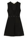Twinset Twin-set Sleeveless Mini Dress With Deep V-neckline And Decorative Studs In Black