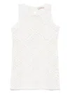 Twinset Twin-set Sleeveless Mini Dress With Floral Cut-outs In White
