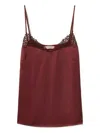 Twinset Bordeaux Top With Thin Strap And Logo Plaque On The Back In Fabric Woman In Burgundy