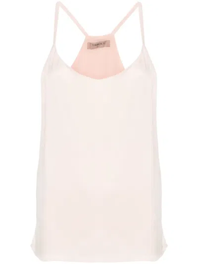 Twinset Sleeveless Satin Top In Pink