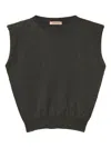 Twinset Cropped Sleeveless Knit Vest With Ribbed Detailing In Black