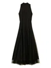 Twinset Sleeveless Tulle Maxi Dress In Black