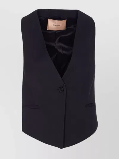 TWINSET SLEEVELESS V-NECKLINE JACKET BACK SLIT