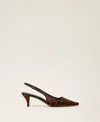 Twinset Sling Back Court Shoes With Animal Print In Brown