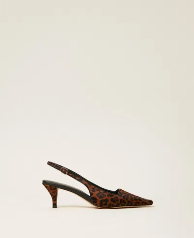 Twinset Sling Back Court Shoes With Animal Print
