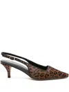 Twinset Sling Back Court Shoes With Animal Print In Brown