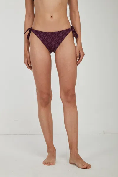 Twinset Slip Bikini Viola Con Fiori Ricamati In As Shown In The Picture