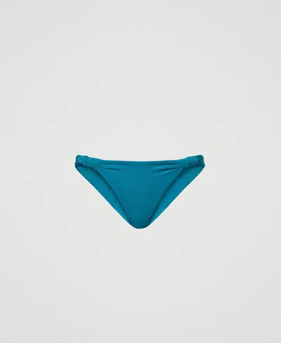 Twinset Slip Brésilien De Bain Avec Fronces In Blue