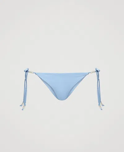 Twinset Slip Brésilien De Bain Avec Perles In Blue