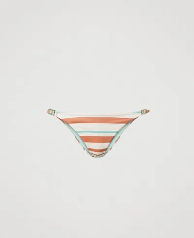 TWINSET STRIPED BRAZILIAN BIKINI BOTTOMS