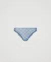 Twinset Slip Brésilien En Tulle Avec Oval T In Blue