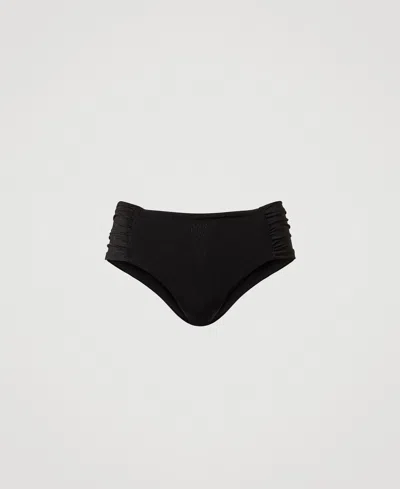 Twinset Slip De Bain Avec Côtés Froncés In Black