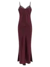 Twinset Satin Slip Dress With Lace Neckline In Purple