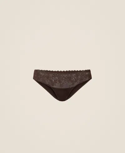 Twinset Slip En Dentelle Et Charmeuse In Burgundy