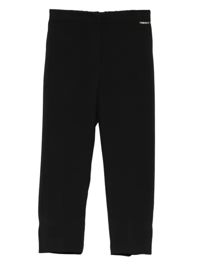 Twinset Kids' Slit-detail Crepe Trousers In Black