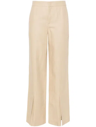 Twinset Slit-hem Straight-leg Trousers In Neutrals
