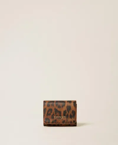 Twinset Petit Portefeuille Animalier Avec Rabat In Animal Print