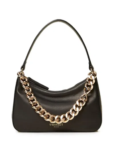 Twinset Small Liliane Chain-link Shoulder Bag In Brown